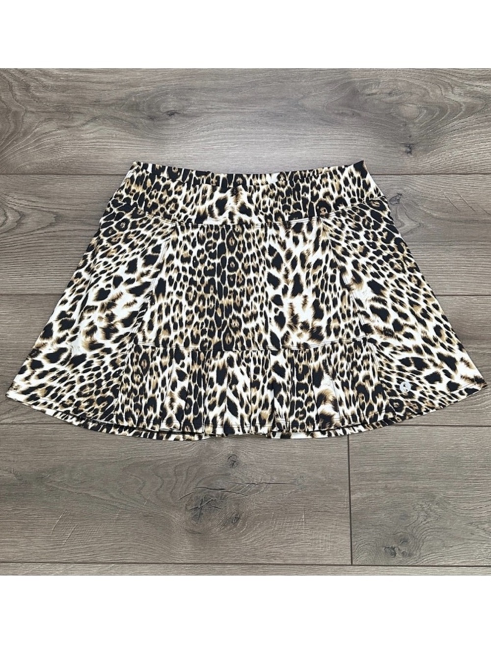 Dona Jo 15" High Waisted Pleated Leopard Print Tennis Skirt Golf Skort Size‎ XL